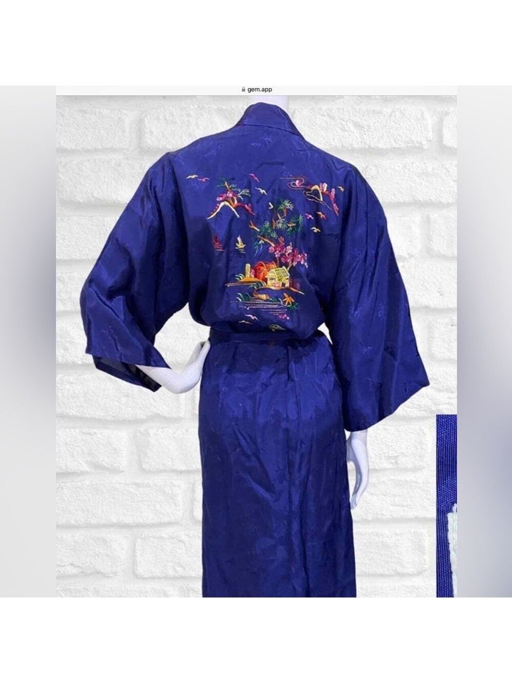 Golden Bee Vintage Blue Embroidered Women's Robe